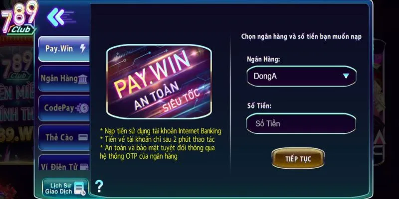 Hướng dẫn chi tiết các bước nạp tiền 789Club