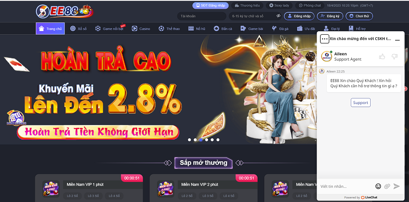 EE88 hỗ trợ người chơi tận tình