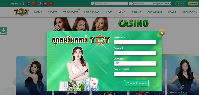 Dễ dàng tạo tài khoản thành viên nhà cái 7Fun7