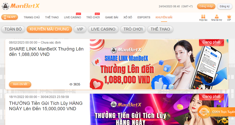 Người chơi có cơ hội tăng vốn cược với các khuyến mãi của nhà cái